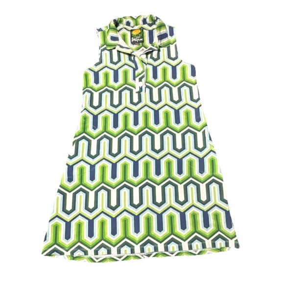 SOLD Lesley Evers M Haley Dress Retro Geometric Print Travel Style Bold Playful - Picture 3 of 11